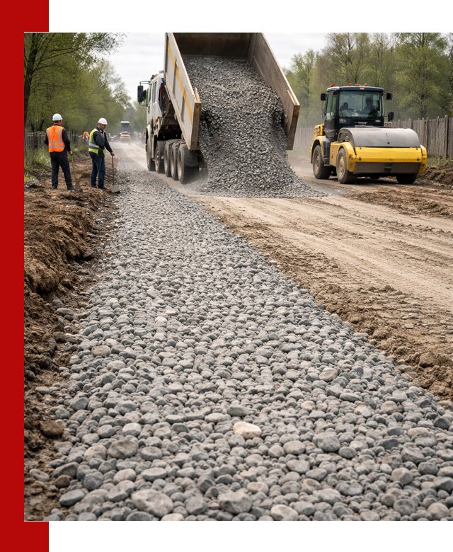 Доставка щебня для отсыпки дорог в Котласе высокого качества