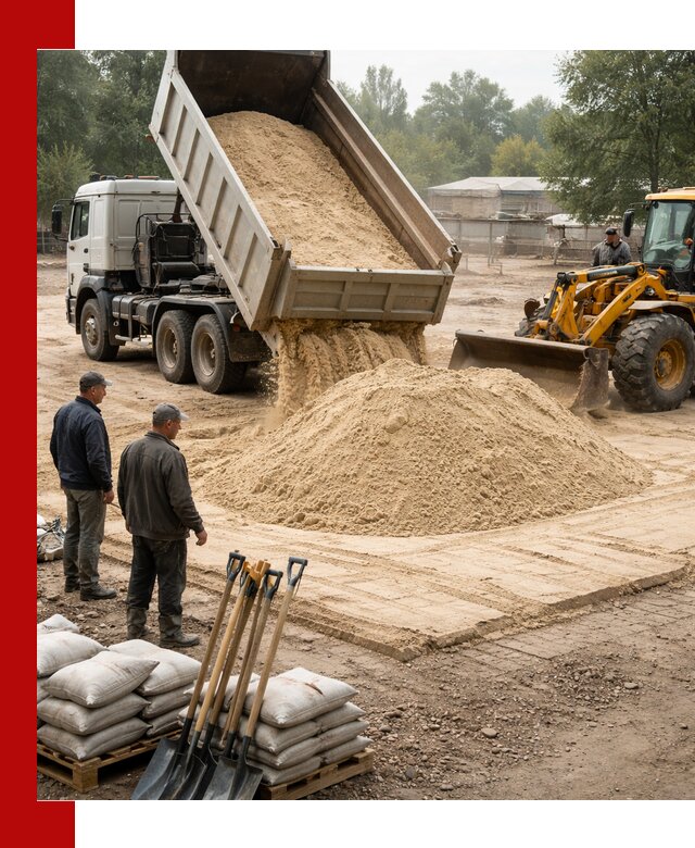 Доставка мытого песка в Котласе с самосвалами по выгодной цене