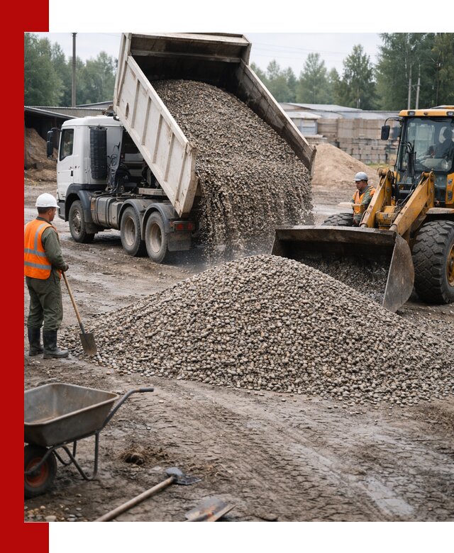 Мытый гравий с доставкой в Котласе от карьера до участка