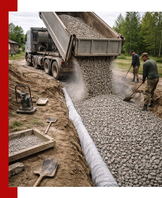 Гравий для дренажа с доставкой в Котласе качественный и недорогой