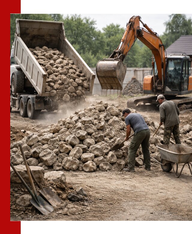 Доставка и разгрузка бутового камня в Котласе