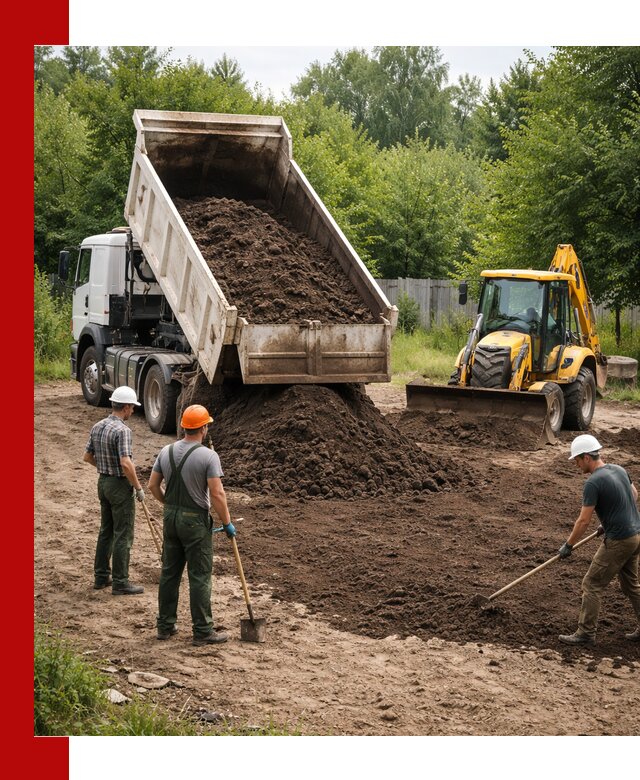 Доставка и укладка грунта для выравнивания участка в Котласе