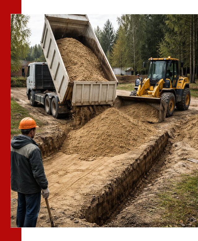 Доставка песчаного грунта в Котласе для строительных работ