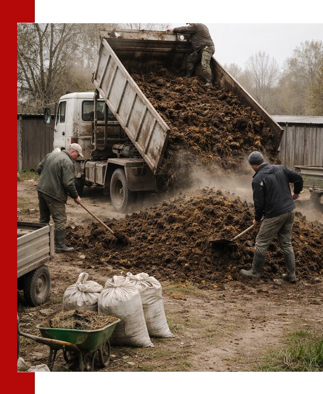 Доставка коровьего навоза самосвалом в Котласе