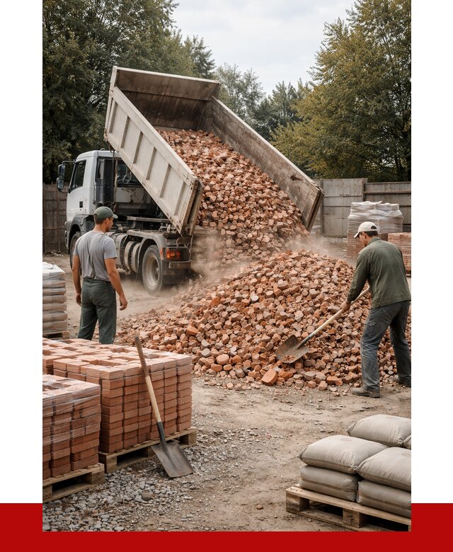 Бой кирпича в Котласе с доставкой от 4352 руб/куб | ПРОНЕРУДКтл