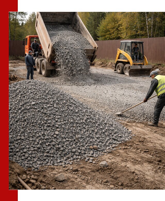 Отсыпка участка щебнем с доставкой и уплотнением в Котласе